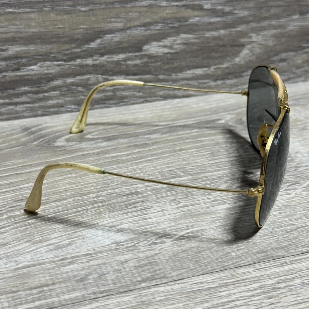 Vtg 1970's Ray-Ban Aviator Sunglasses Gold Bad‎ Bunny Bifocal Outdoorsman RB3030